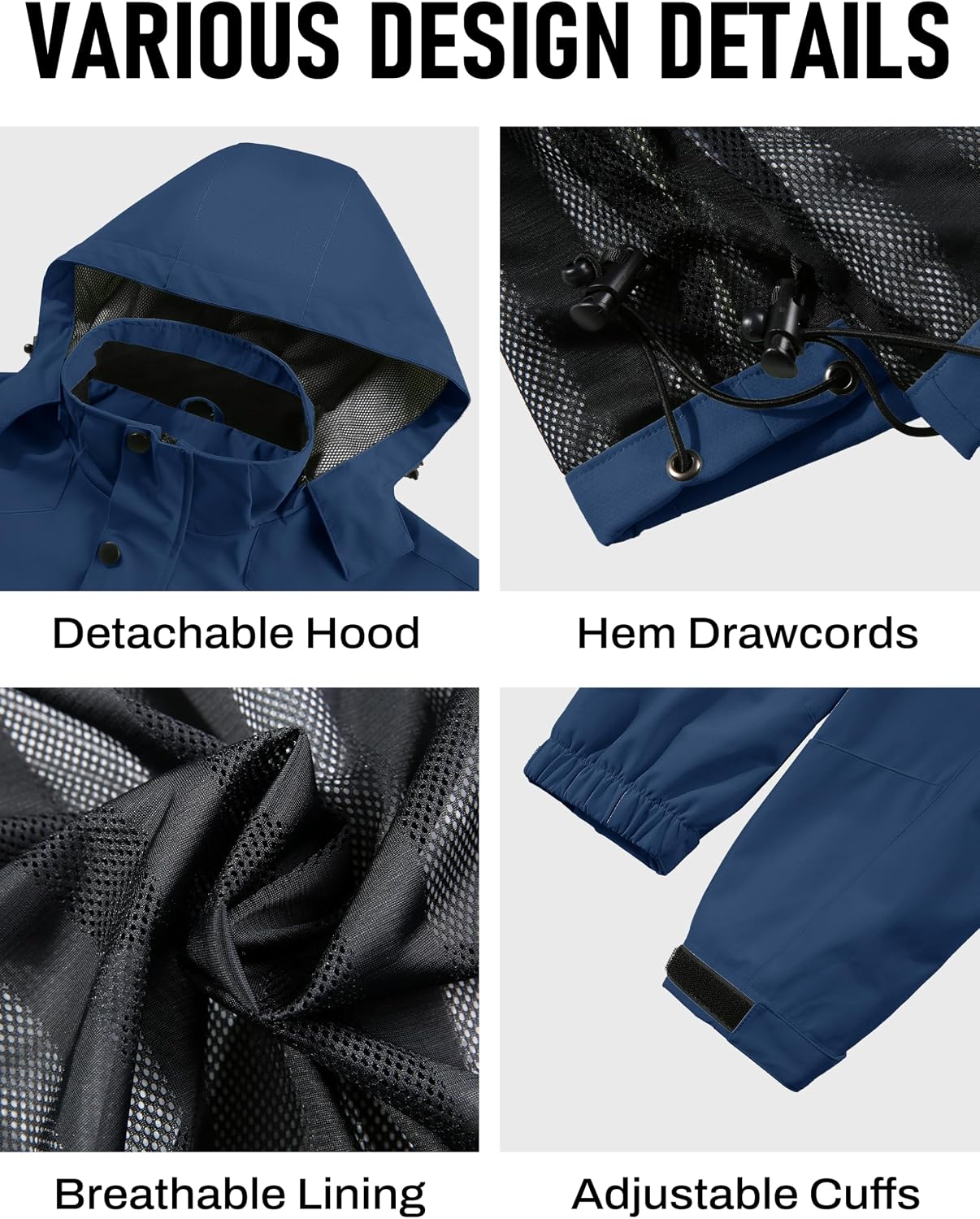 MAGCOMSEN Men's Lightweight Windbreaker Rain Jacket Raincoat with Detachable Hood for Hiking Fishing Activewear