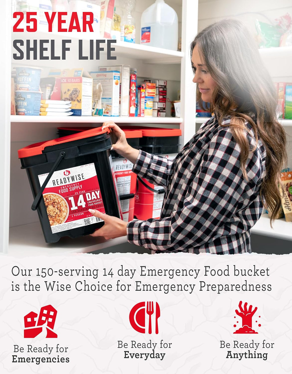 READYWISE Emergency Food Survival Supply 14 Day Bucket, 150 Servings