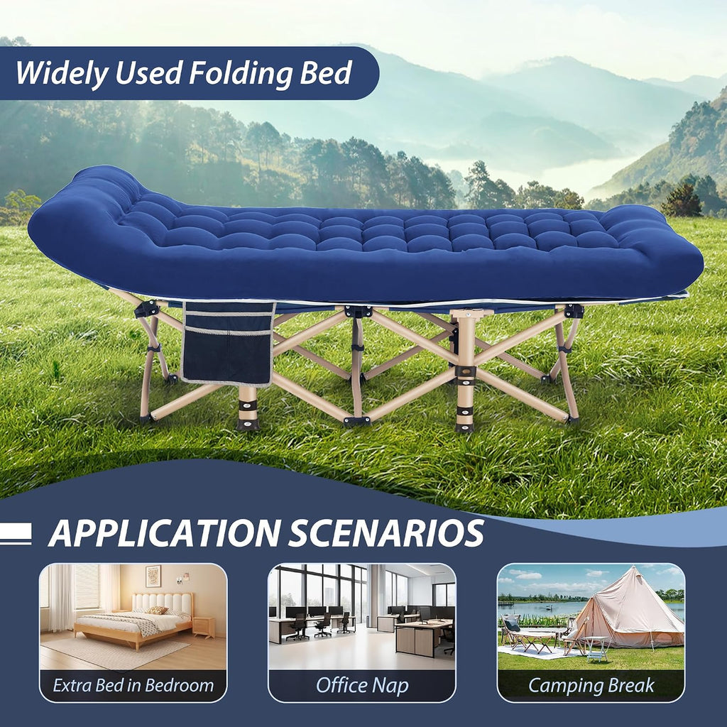 Folding Camping Cot with Mattress for Adults,28" Wide,600LBS
