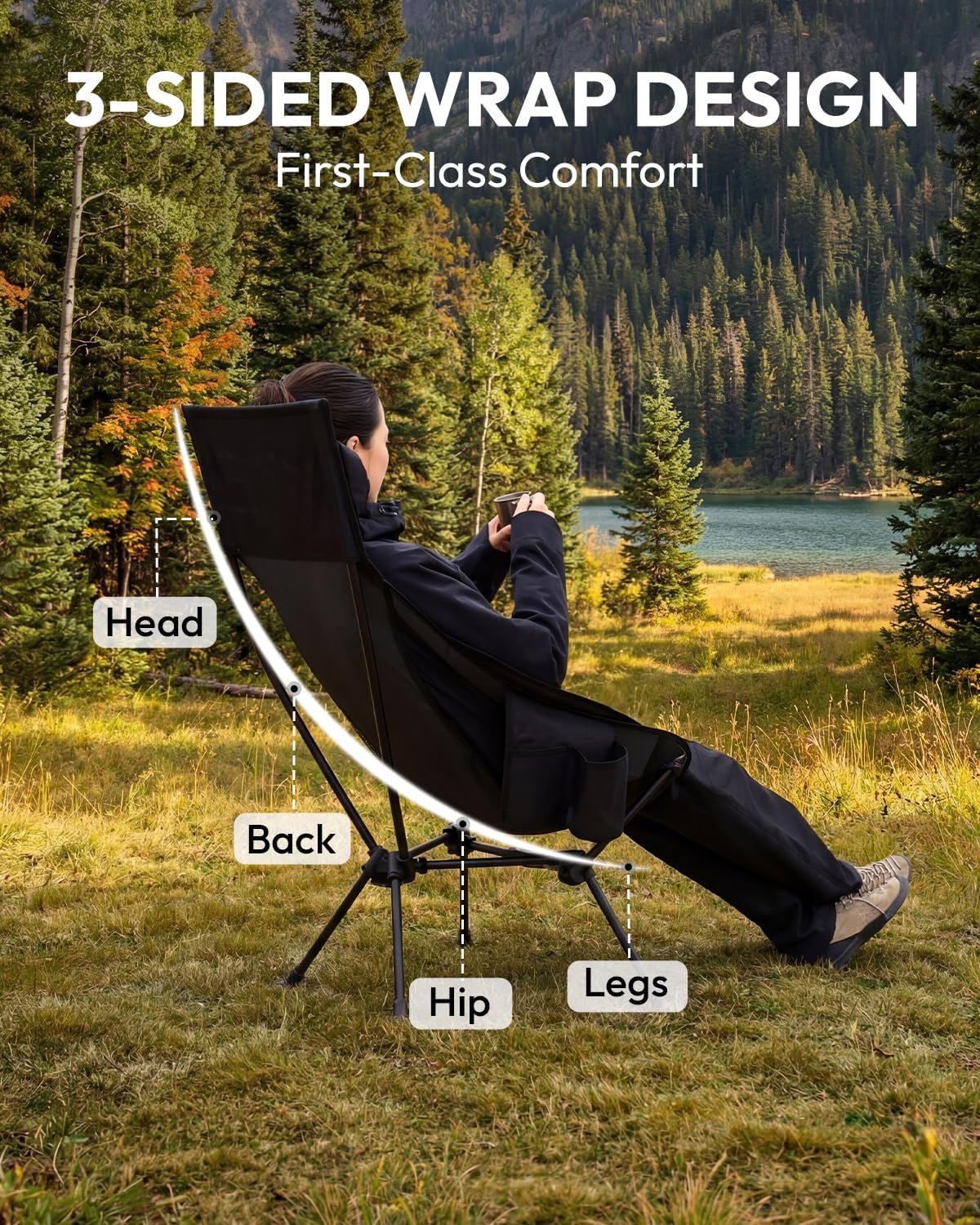 MOBI GARDEN 400Lb High Back Camping Chair, Portable Chair for Adults