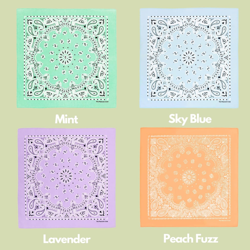 The Peacock Crew Premium Soft Cotton Bandanas Pack for Men and Women Paisley 22 x 22 inches