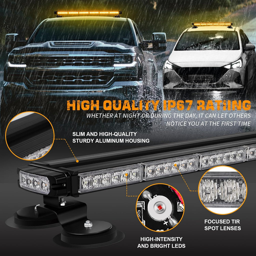 XRIDONSEN 28.4" 80 LED Rooftop Strobe Light Bar Amber Warning Lights