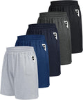 5 Pack Athletic Gym Mens Shorts - Workout Black Quick Dry Basketball Shorts