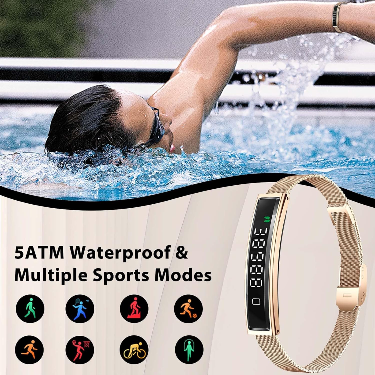 Smart Bracelet for Men Women with 2 Bands 24/7 Fitness Health Tracker