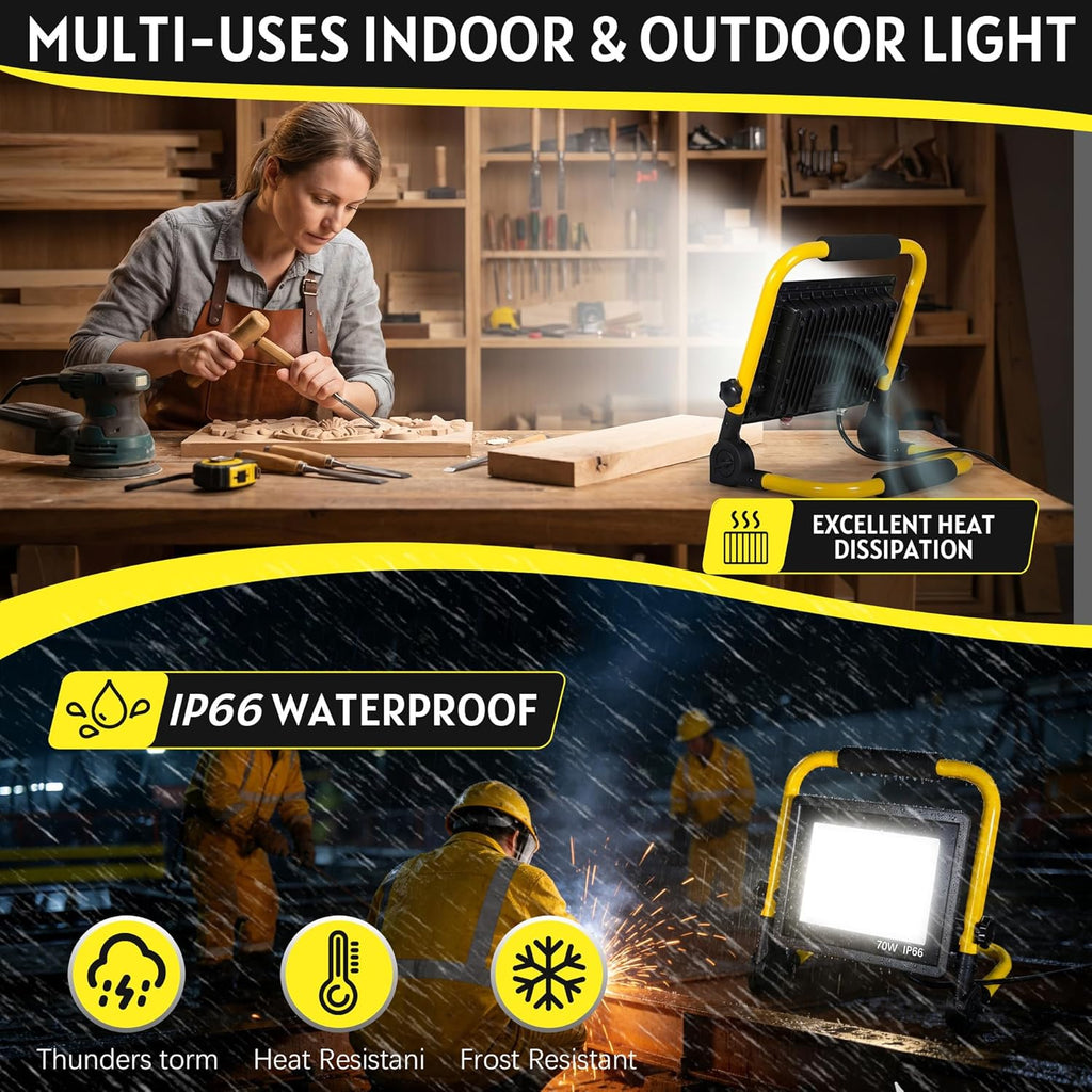 10000LM Portable LED Work Light, IP66 Waterproof for Garage