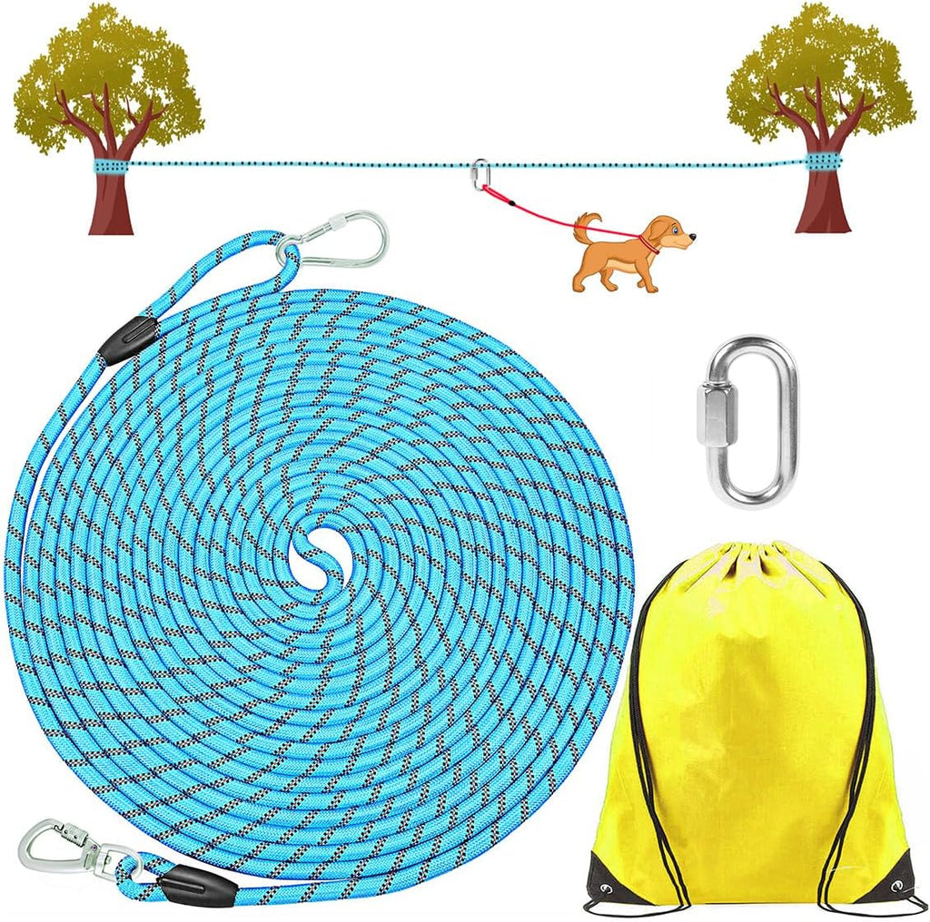 Reflective Versatile Dog Tie Out Cable Trolley System Hold Up to 300 lbs