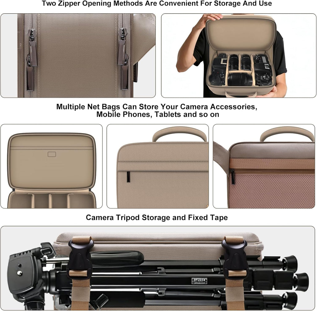 Camera Bag for Canon/Sony/Nikon DSLR SLR Camera and Multiple Lens Navy