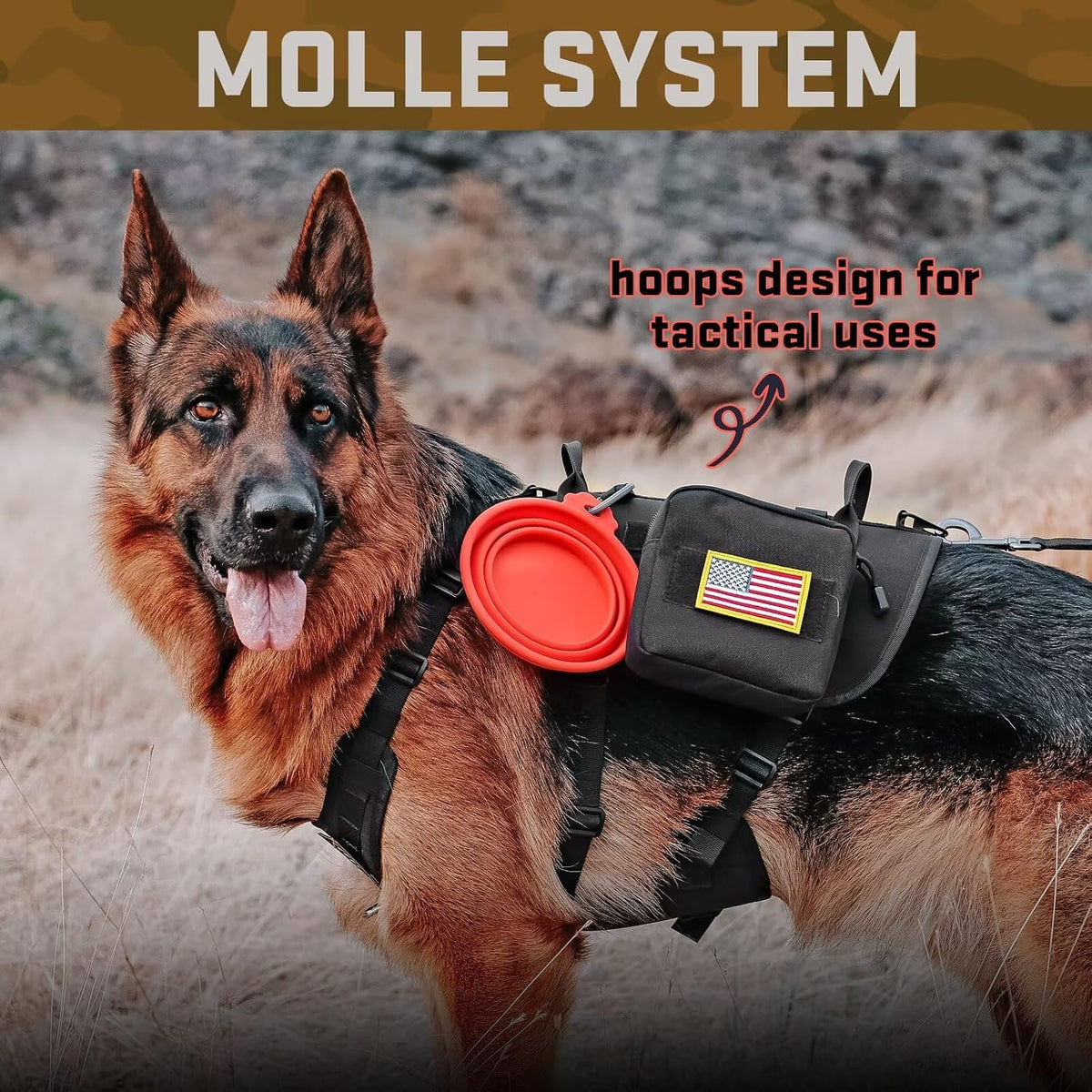 Forestpaw Tactical Dog Harness for Medium Dogs,Service Dog Vest,M,Black