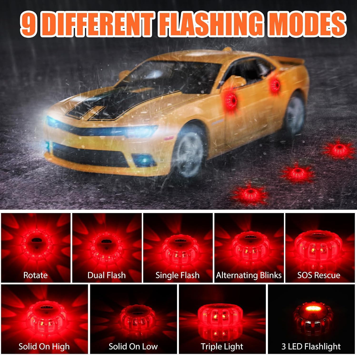 Tallew 8 Pack LED Emergency Road Flares Safety Warning Lights Magnetic