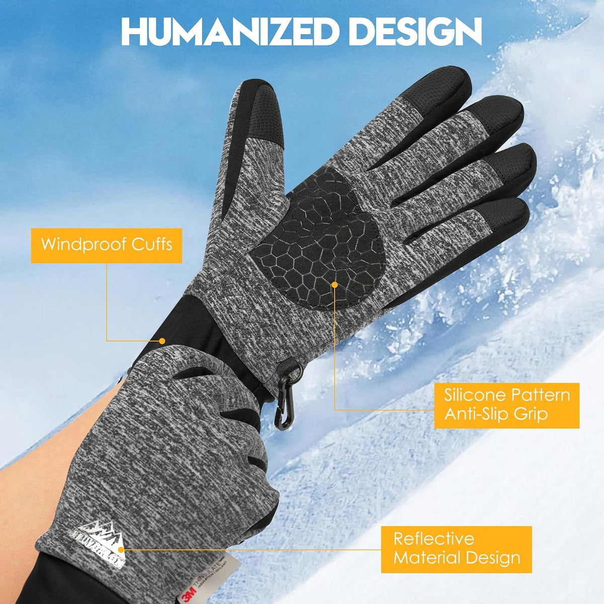 Bruvoalon Winter Gloves for Women & Men, 3M Thermal Insulation, Lycra Fabric, Touchscreen, Anti-Slip