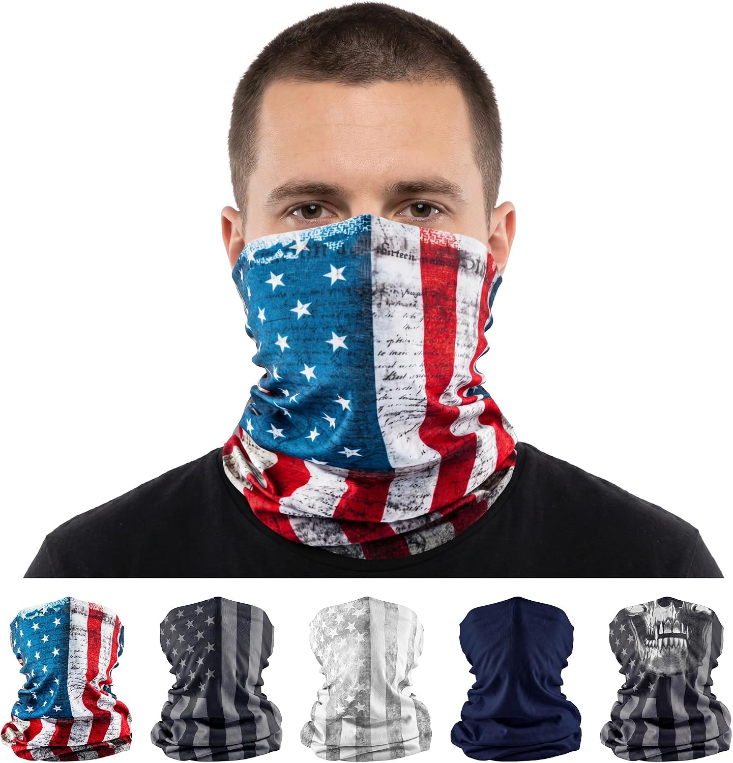 S A Soul of Adventure 5-Pack UV Face Shield | UV 30+ Multipurpose Neck Gaiter Balaclava for Adults | Multiple Color Packs