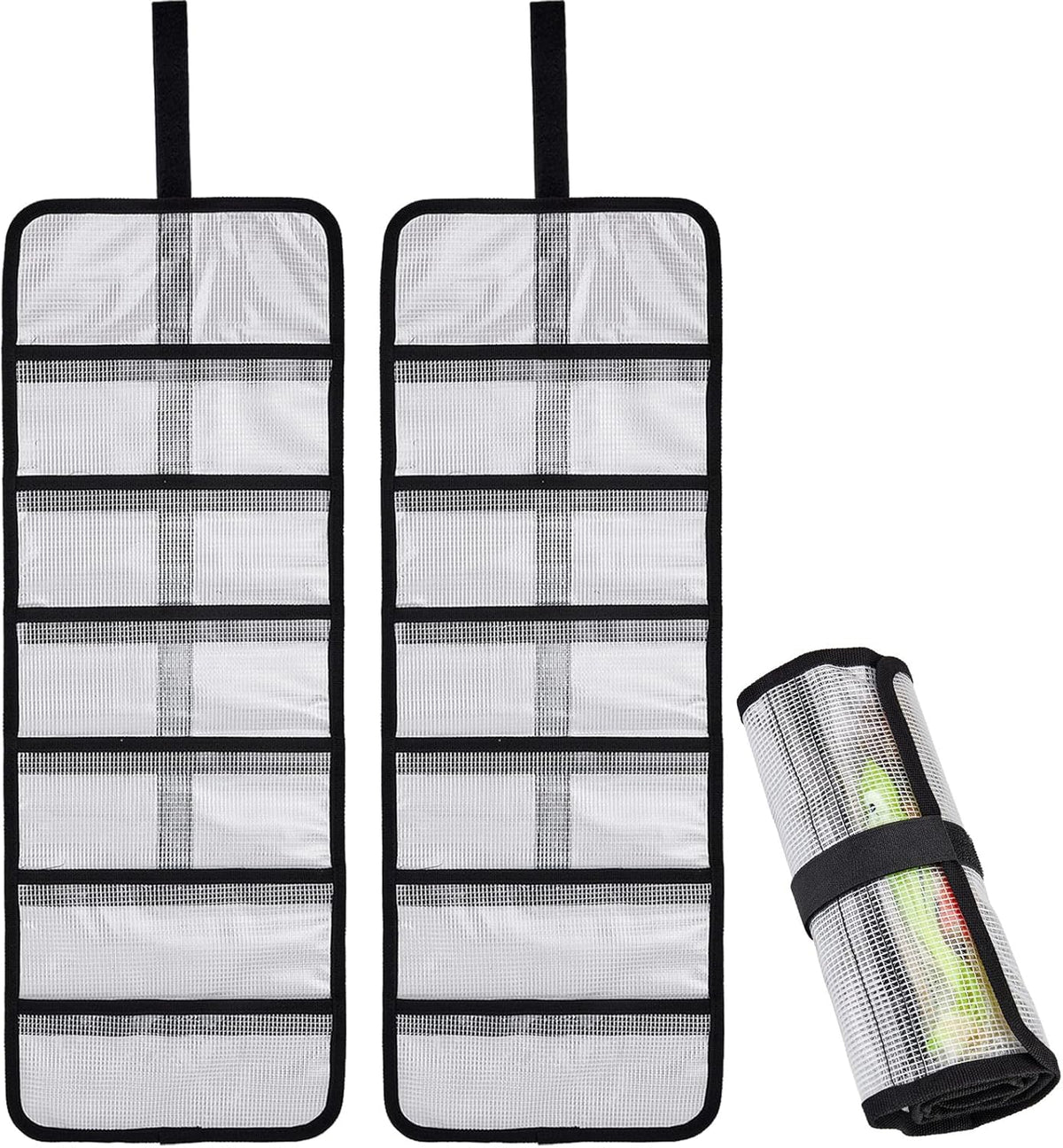 Roll Up Fishing Lure Wraps Set-Durable Lure Bag 6 Pocket PVC Protective Cover Saltwater Hook Covers Fabric Lure Protector Trolling Lure Tackle Box