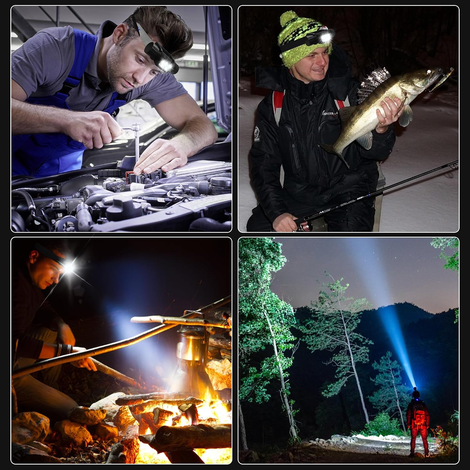 Headlamp Rechargeable, 2000 Lumen Super Bright LED Head Lamp for Adults, IP67 Waterproof Rechargeable Headlight with 9 Modes, Head Flashlight with 2600 mAh for Outdoor Camping Hiking Fishing Running