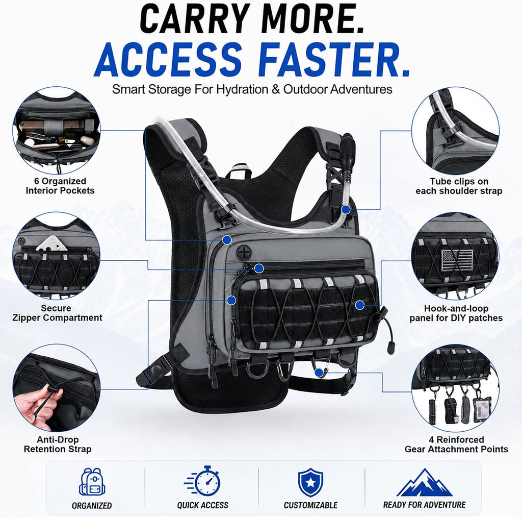 BECOJADDE Running Vest for Men Hydration Backpack with 2L Water Bladder