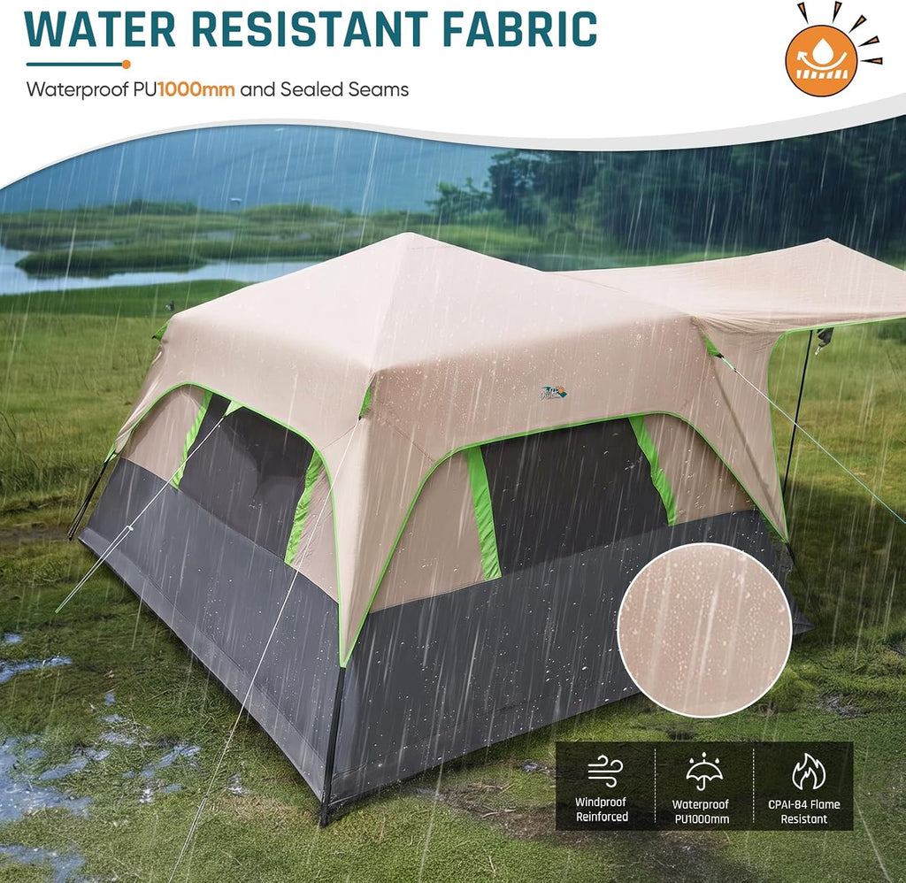 DMH OUTDOORS 8 Person Instant Tents for Camping with Porch Easy Setup 60s