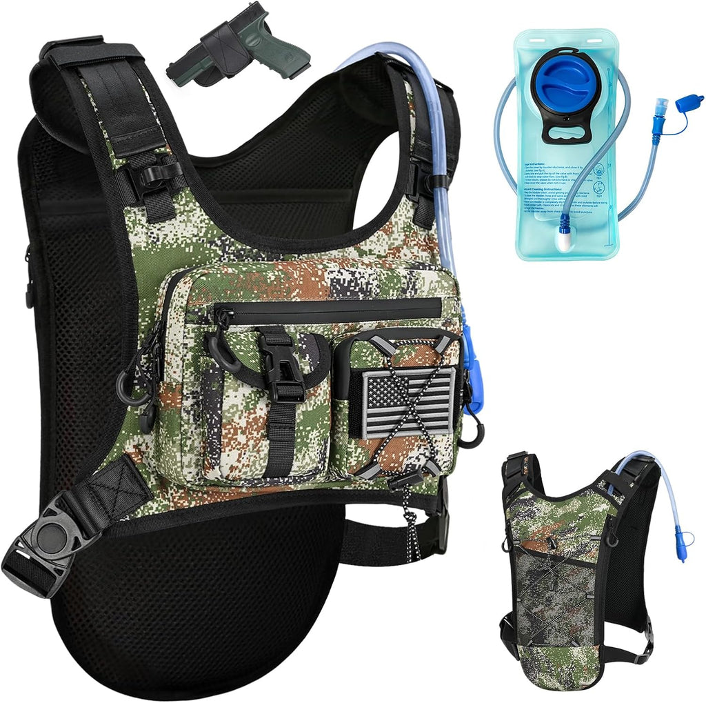 Criuage USA Patent Running Hydration Vest Backpack, Lightweight Chest Pack with 2.0L Water Bladder Bag Daypack for Hiking Running Cycling Race Marathon for Women Men