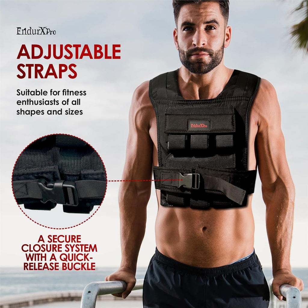 Weighted Vest for Men & Women | Adjustable Weight Vest 25 lbs/35 lbs/45 lbs with Removable Iron Weights, 1000D Cordura Weighted Training Vest for Rucking, Running & Strength Training