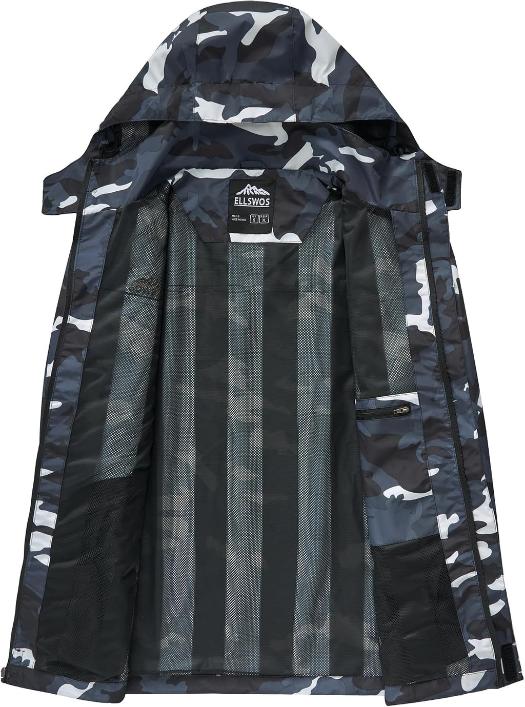 ELLSWOS Men's Lightweight Waterproof Rain Jacket with Detachable Hood