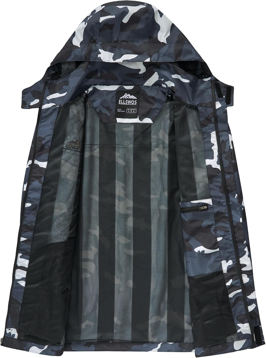 ELLSWOS Men's Lightweight Waterproof Rain Jacket with Detachable Hood