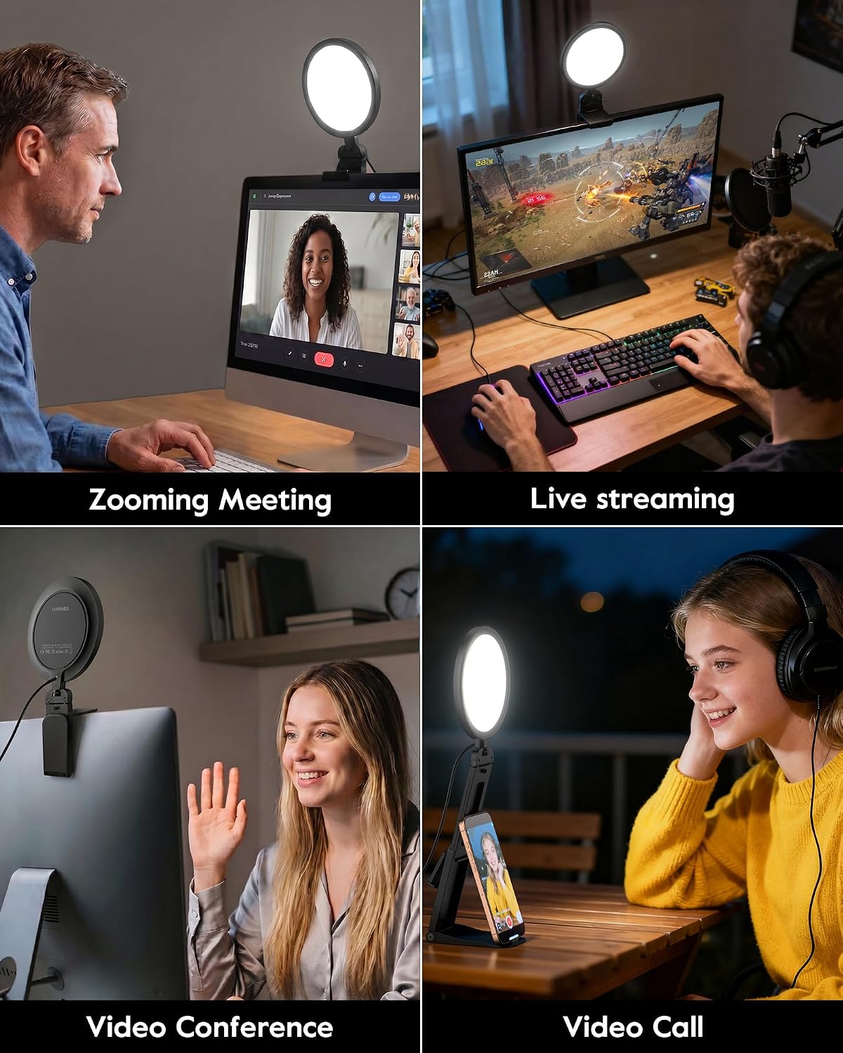 5" Ring Light for Computer, Eye-Care Lighting for Zoom Meetings, Streaming
