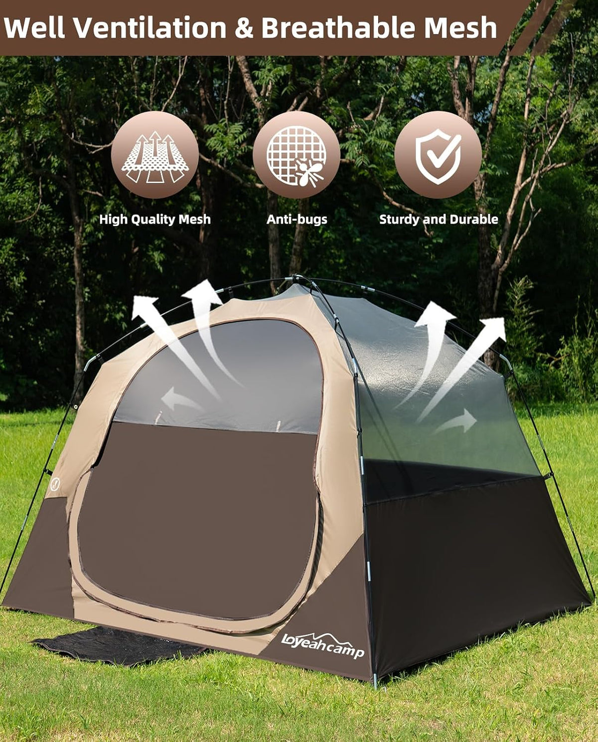 LOYEAHCAMP Tent 4/6 Person Blackout Camping Tent with Rainfly