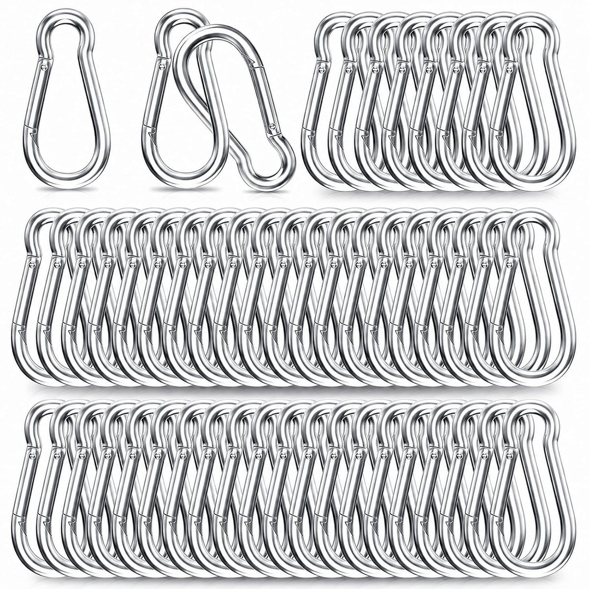 50PCS Carabiner Clip,Heavy Duty Spring Snap Hook,2IN(M5)