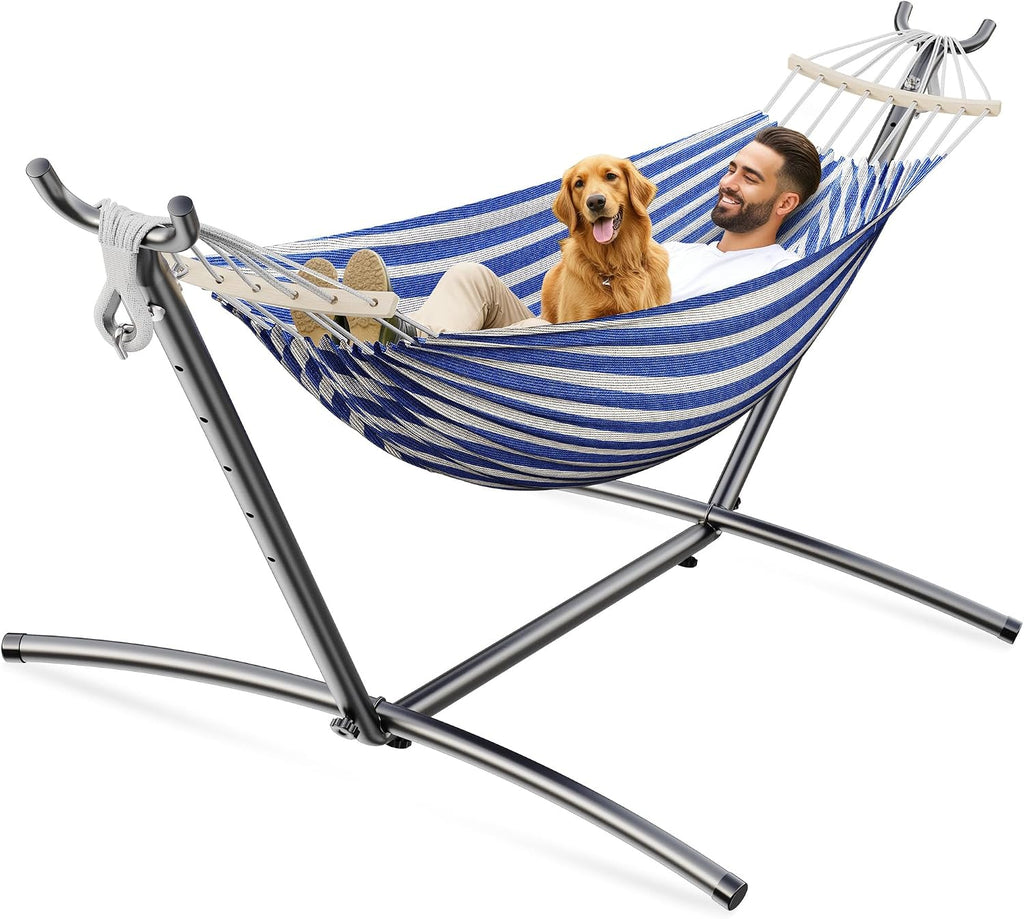 ANAGOO 2 Person Hammock with Stand, 500 lb Indoor Outdoor, Coffee