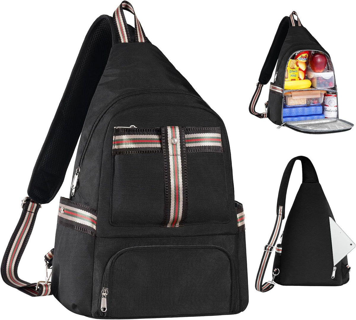 Crossbody Lunch Backpack, Double Deck Large Insulated leakproof Lunchbox