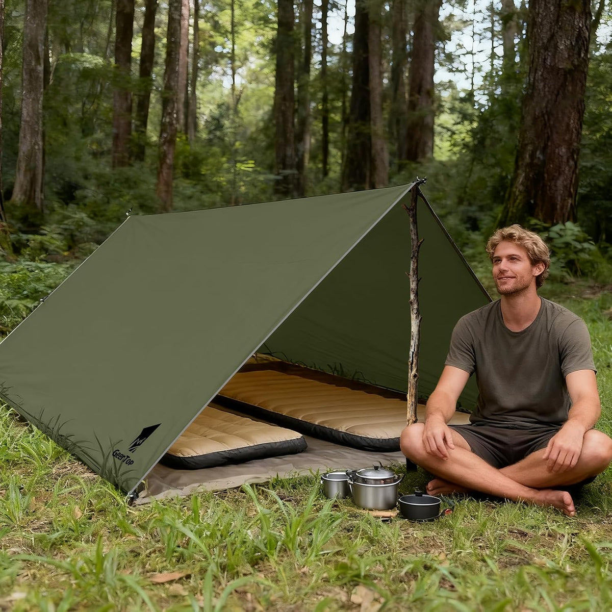 GEERTOP 10 x 12 ft Camping Tarp with Detachable Side Wall