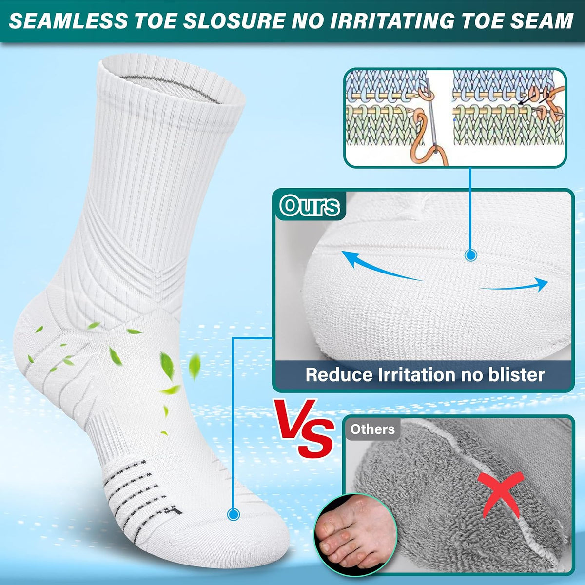 Hylaea Unisex Crew Socks for Running Athletic, Comperssion & No Blisters