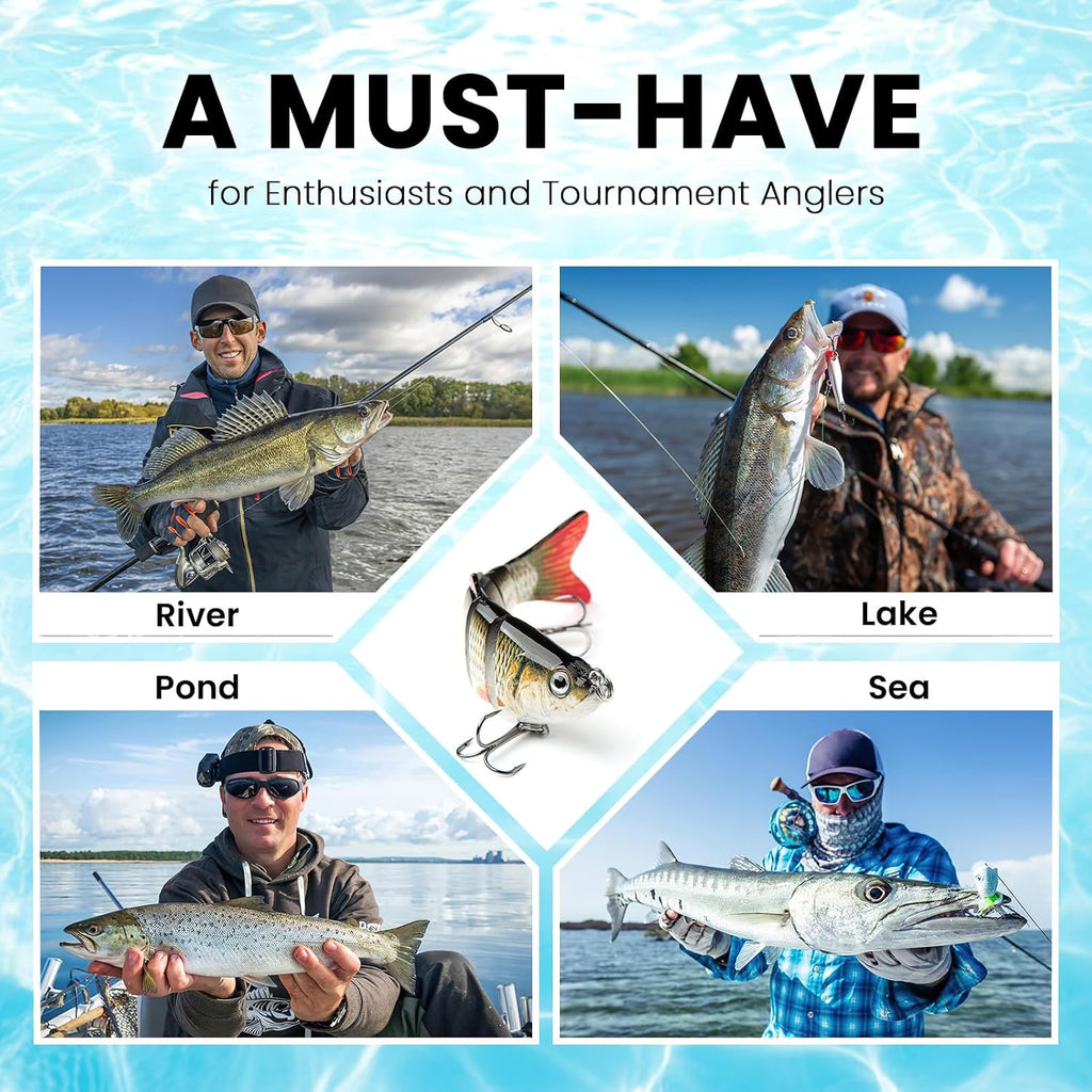 Bass Fishing Lure for Freshwater and Saltwater Lifelike Fishing Lures Multi Jointed Swimbait for Bass Trout Crappie Walleye Pike Fishing Gifts for Men