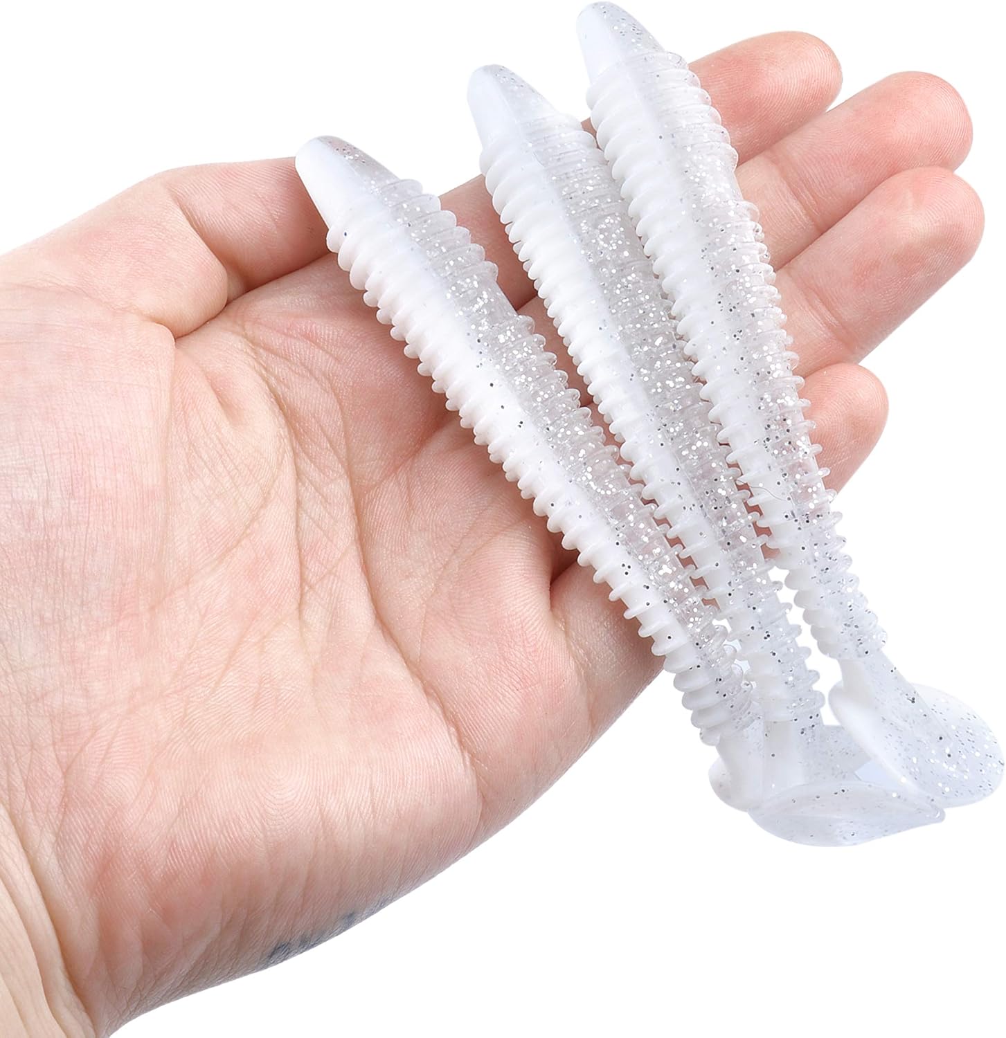 RUNCL Swimbaits Paddle 10/20/30/40PCS, 5/4/3/2 Inchs Paddle Tail, Soft Lure for Trout Crappie Bass, Durable Plastic Bait Swimmer for Saltwater/Freshwater, Fishing Lover's Gift