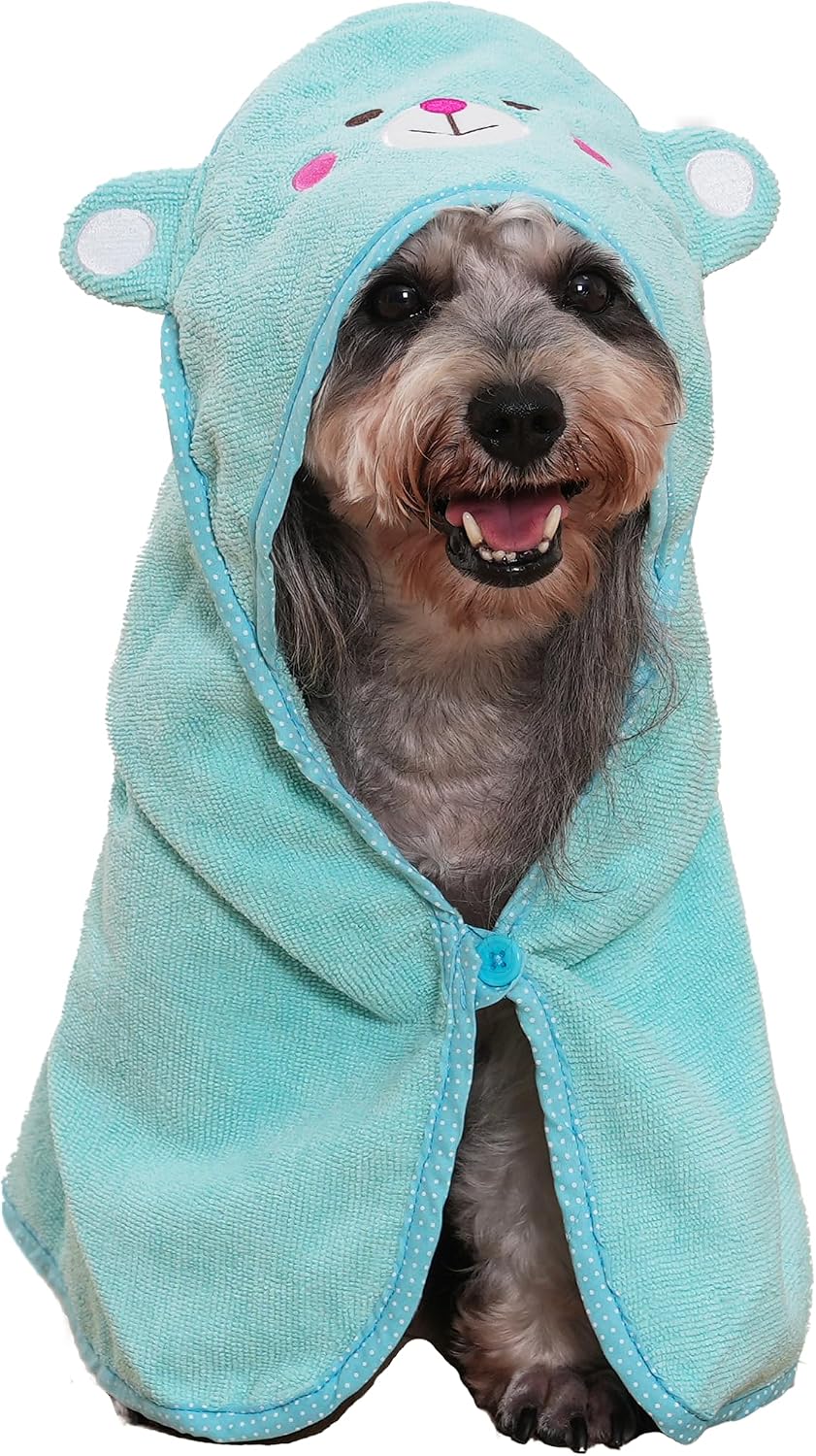 Dog Hooded Bathrobe Towel Fast Drying Absorbent Bath Warm Blanket
