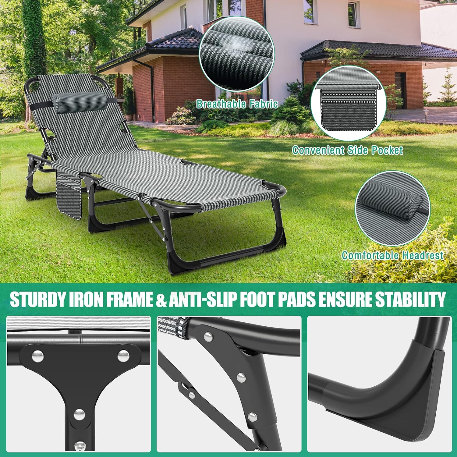 LILYPELLE Portable Folding Camping Cot with Mattress and Pillow for Adults