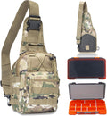 Waterproof Fishing Backpack with 2 Tackle Boxes, 2-Way Carry Design & Durable Material,Black, Khaki, Camo (Camouflage with Two Tackle Boxes)