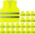 PeerBasics, 20 Pack, Yellow Reflective High Visibility Safety Vest, Hi Vis Silver Strip, Men Women, Work, Cycling, Runner, Construction (Mesh, 20)…