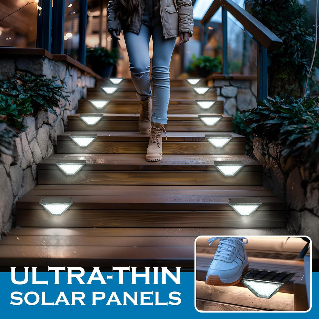 Solar Step Lights, Stair Lights Outdoor Waterproof Decor 6 Pack Cold White