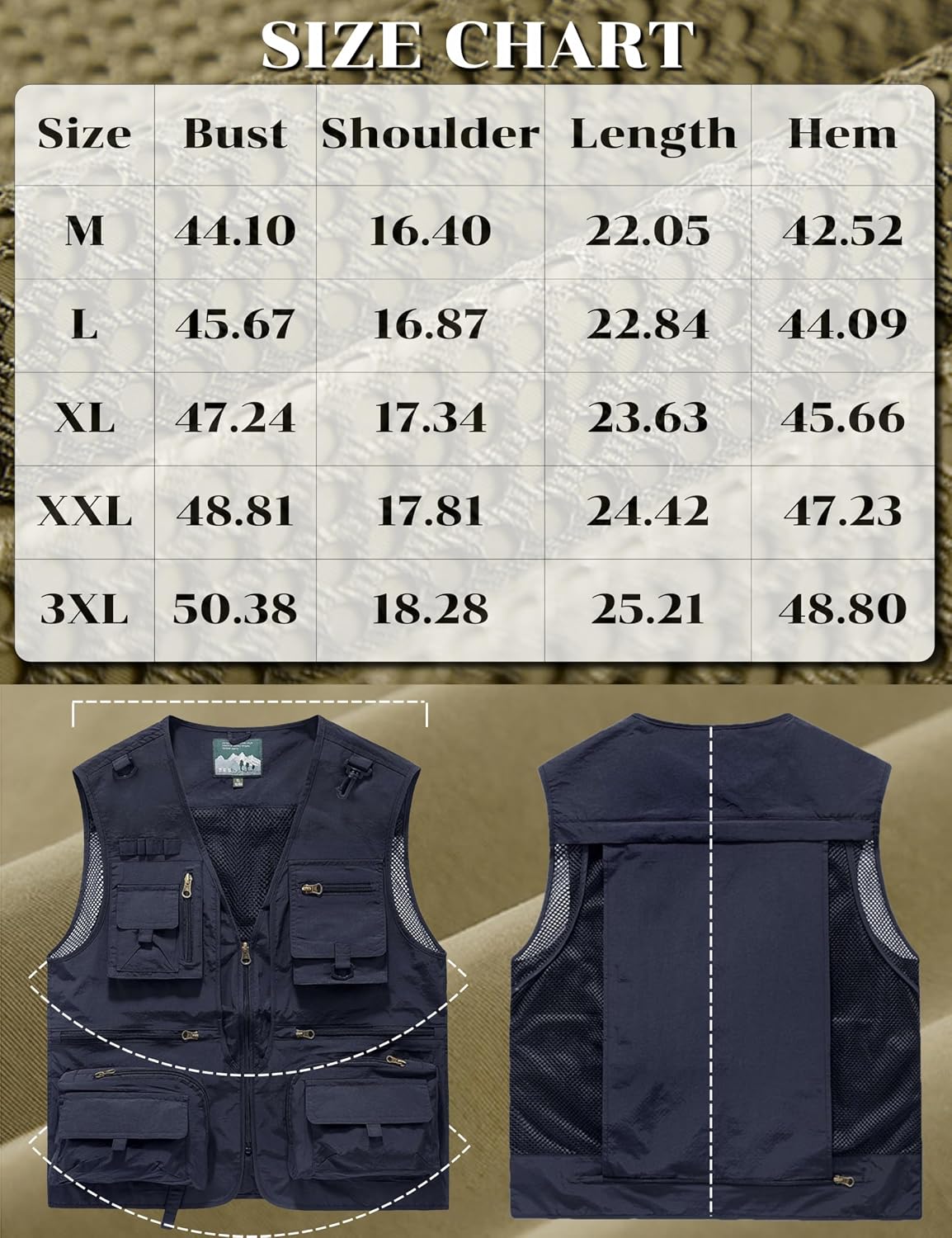Men's Lightweight Mesh Fishing Vest Utility Outdoor Multi-Pocket Hunting Cargo Vest