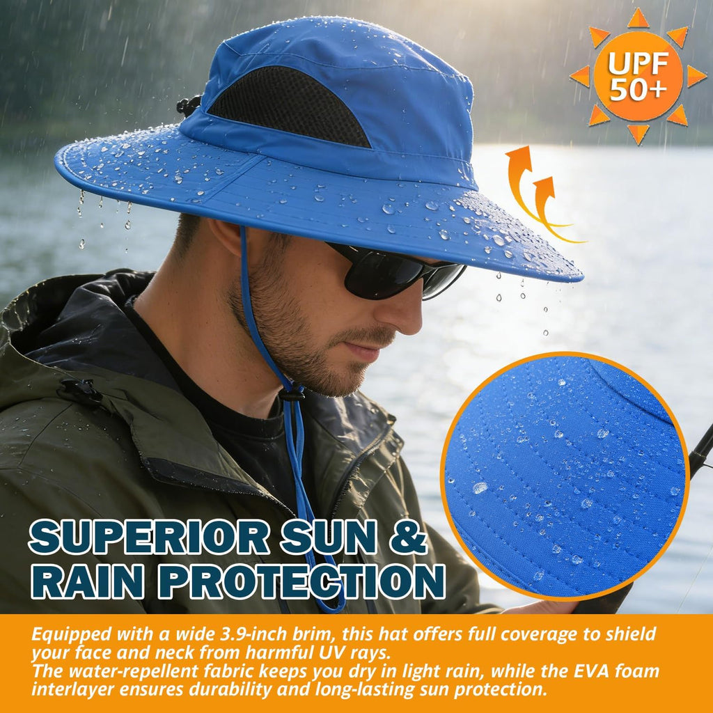 Wide Brim Sun Bucket Hat, Waterproof Boonie Hat for Men & Women