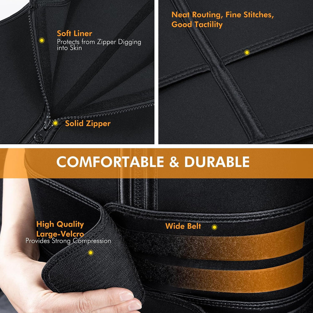 A+ Choice Sauna Vest Waist Trainer for Men - Mens Sauna Suit Double Sweat Belt Body Shaper for Gym Workout Exercise