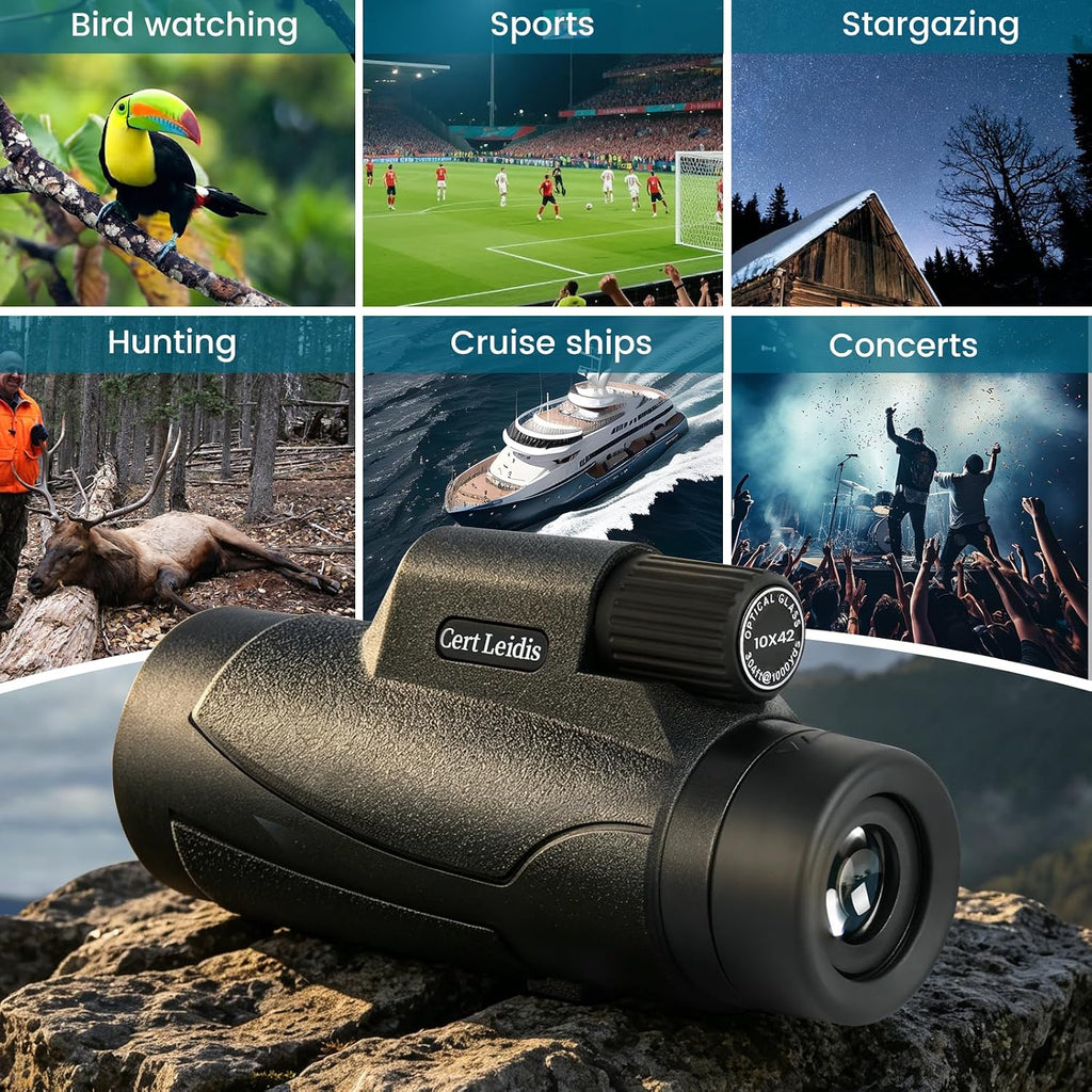 HD 10x42 Monocular Telescope for Adult - Tripod & Phone Adapter