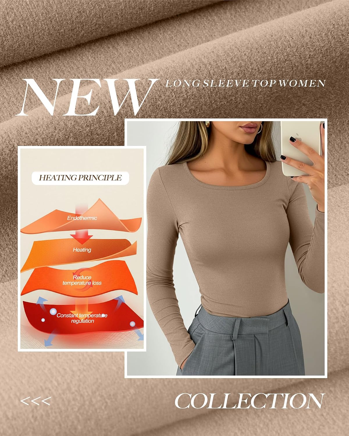 Neer 3 Pack Womens Thermal Shirts Crew Neck Fleece Lined Tops