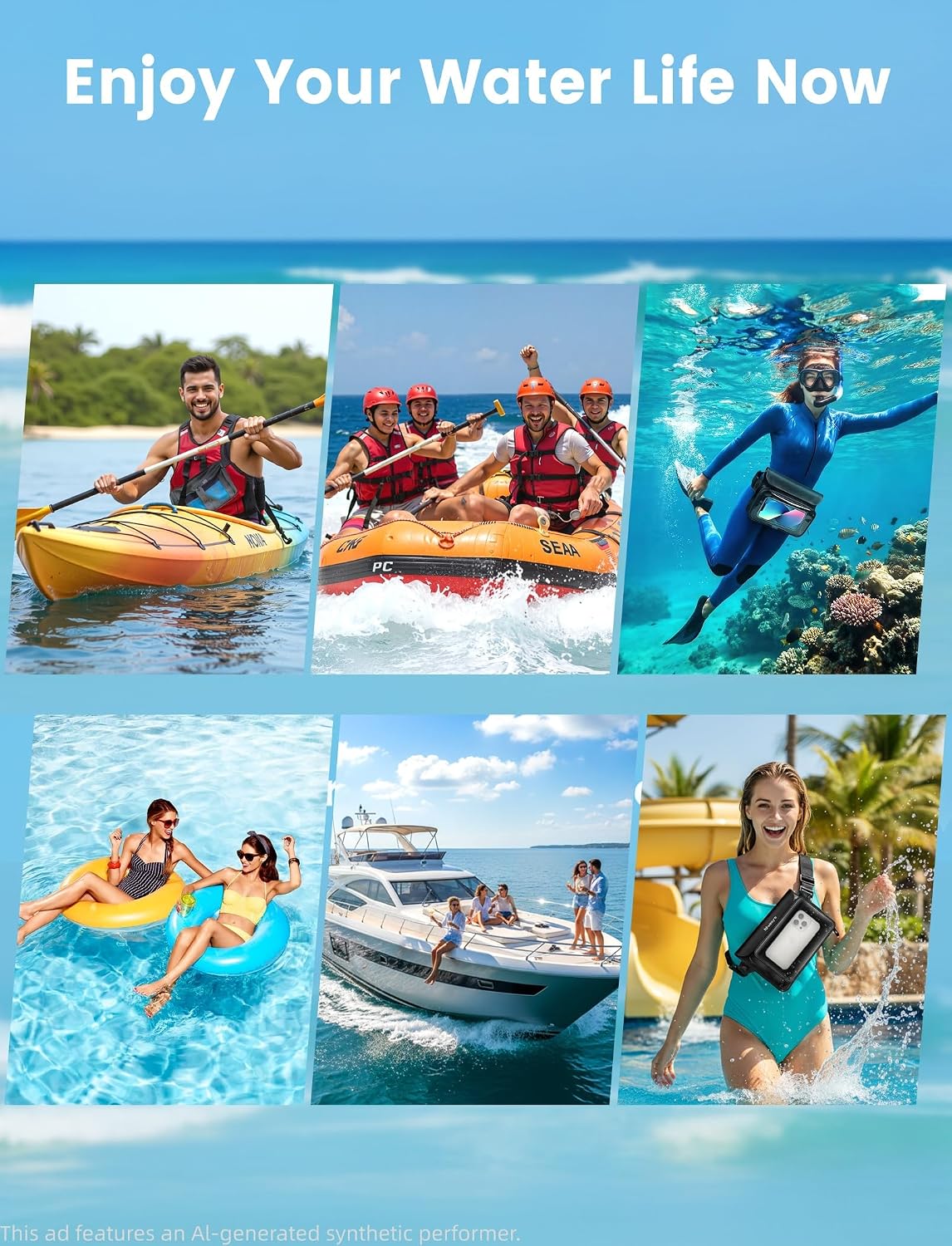 Niveaya IPX8 Floating Waterproof Fanny Pack Holds Phone, Passport & Cash