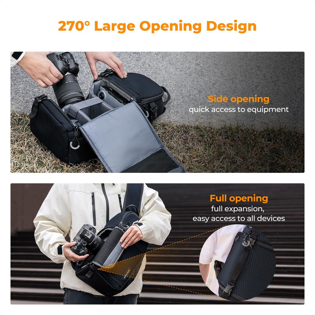 K&F CONCEPT Camera Sling Bag, Compact Crossbody Backpack, 10L