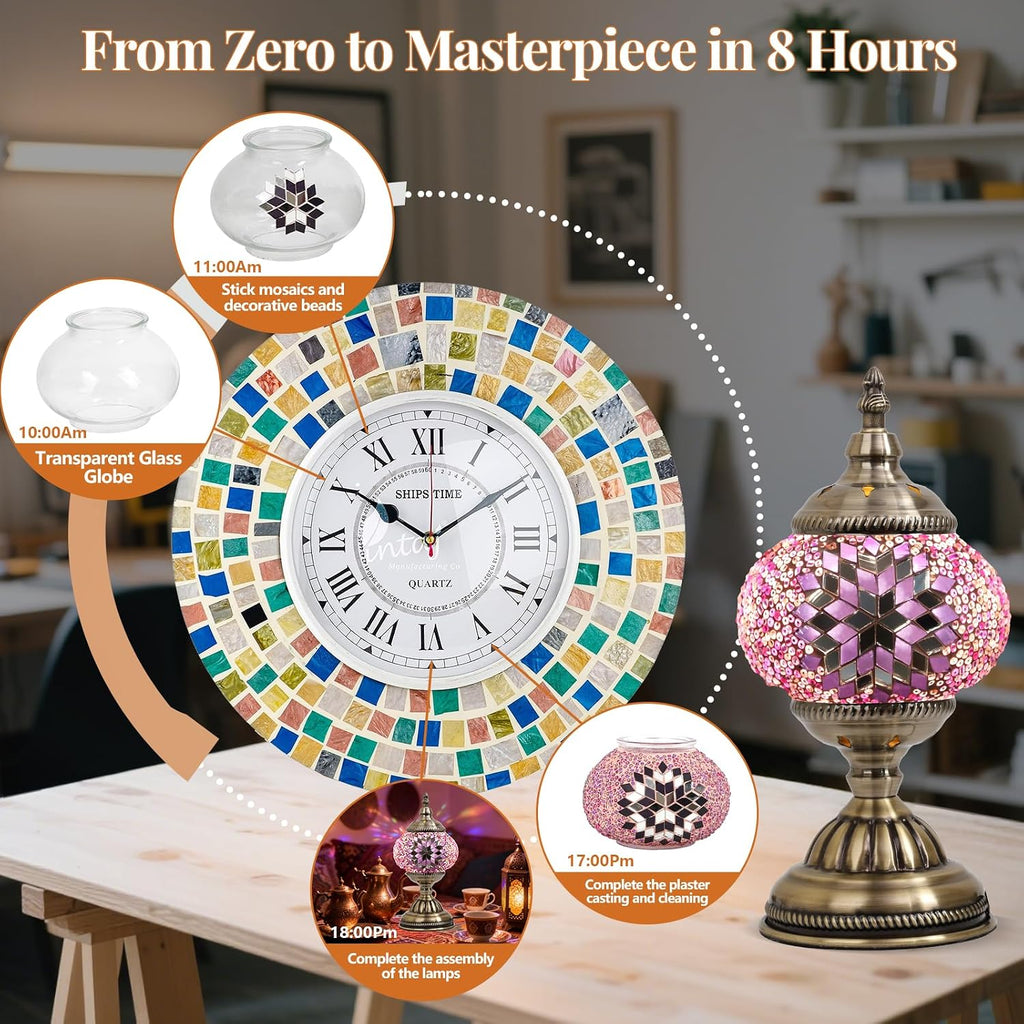 DIY Turkish Mosaic Lamp Kit for Adults & Teens, 5.2" Shade, Pink