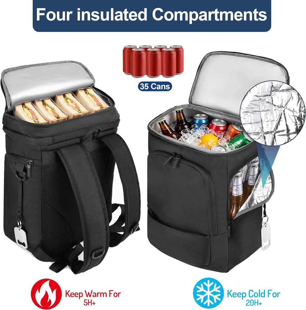 Cooler Backpack 35 Cans Backpack Cooler 4 Insulated Compartments