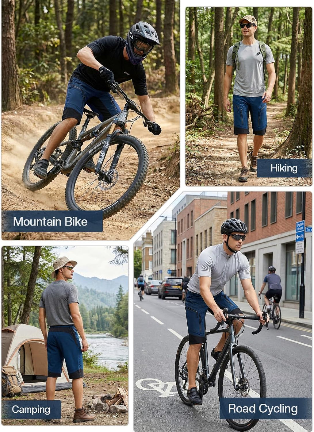 ARSUXEO Men's Loose Fit Cycling Shorts Mountain Bike Shorts Water Ressistant 1903