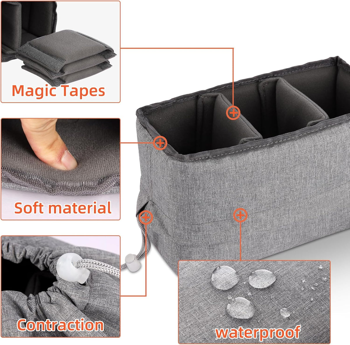Koolertron Waterproof Shockproof Camera Bag Insert with Adjustable Dividers