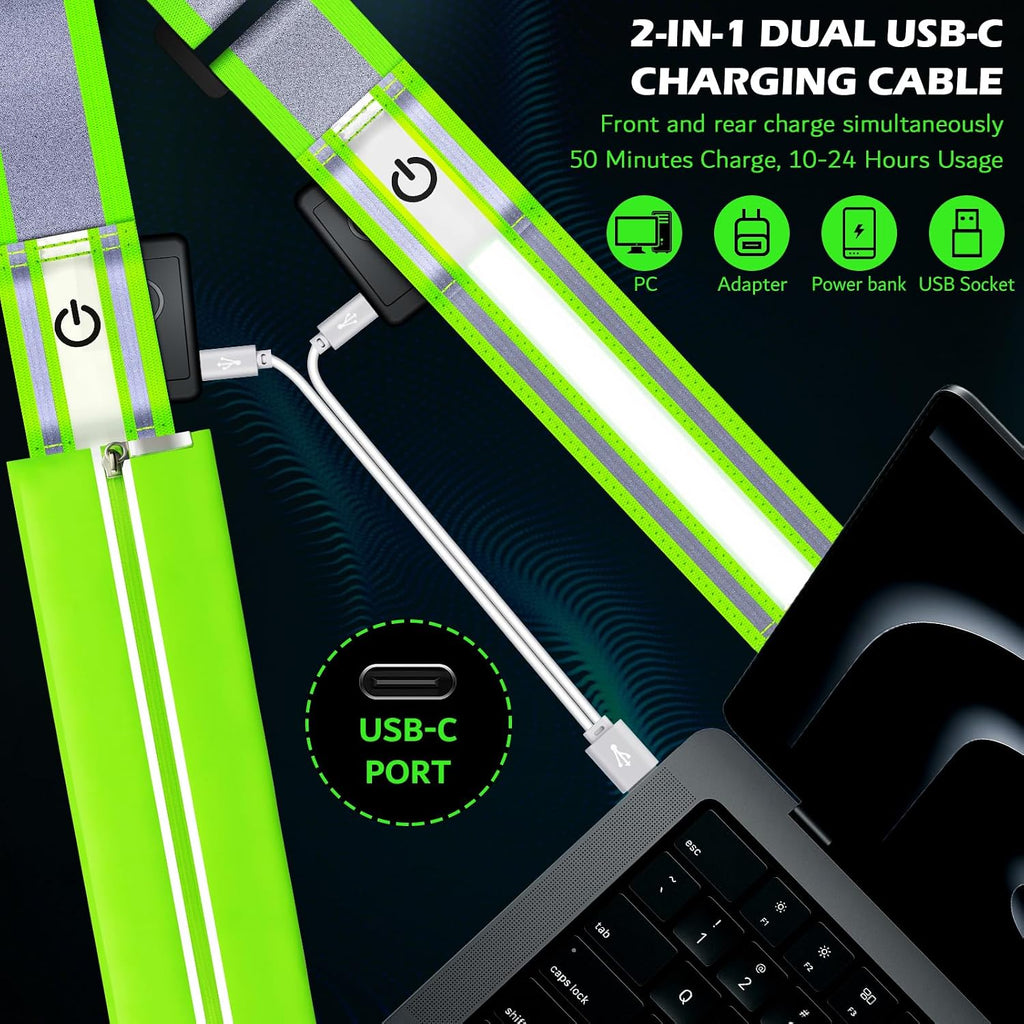 LED Reflective Night Walking Safety Gear,Adjustable Walking Light Belt, for Night Dog Walking,High Visibility Safety Lights for Walking at Night for Men Women Jogging Running Biking