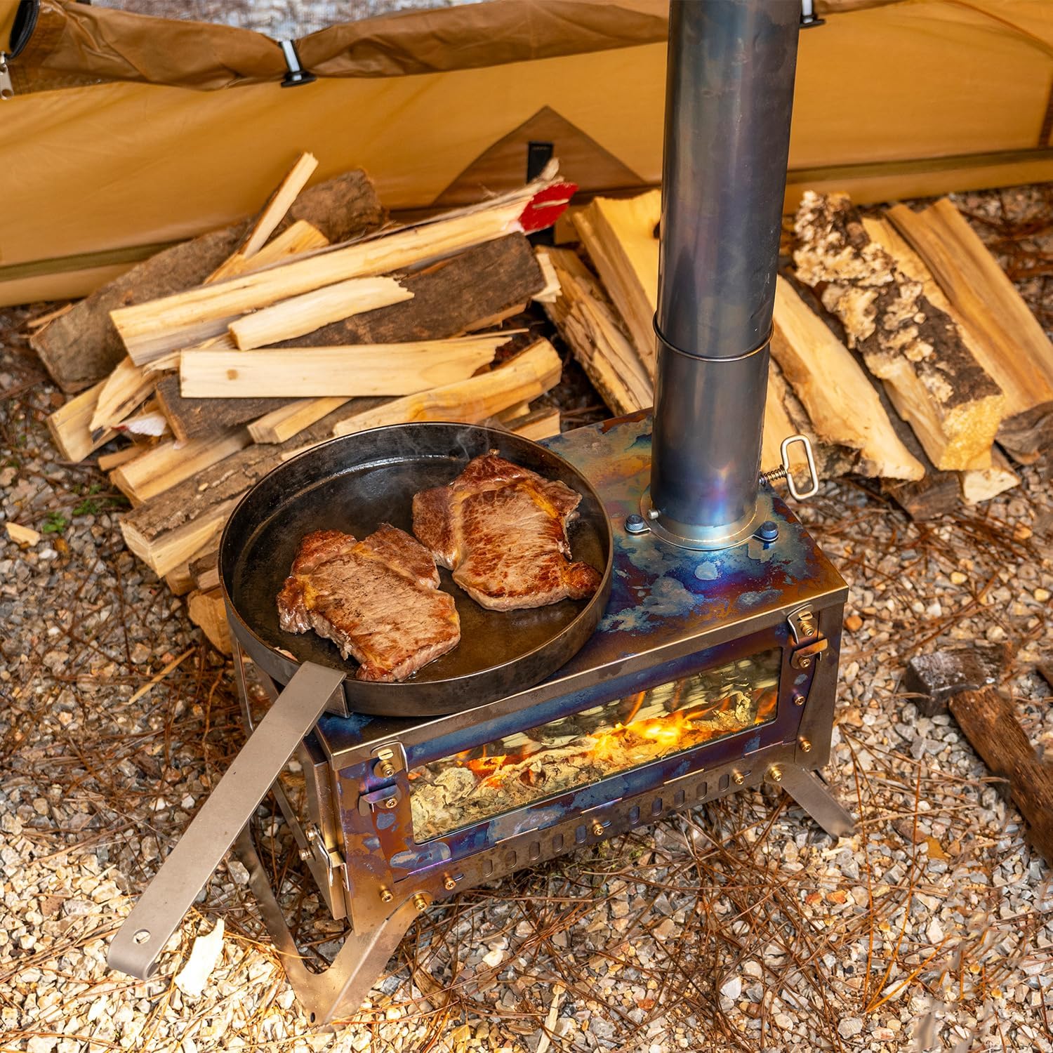 FireHiking Ultralight Wood Stove (2nd Gen) LANK Mini Camping Titanium Tent Stove Thickened TA1 Anti-deformation Folding Portable Wood Burning Stove